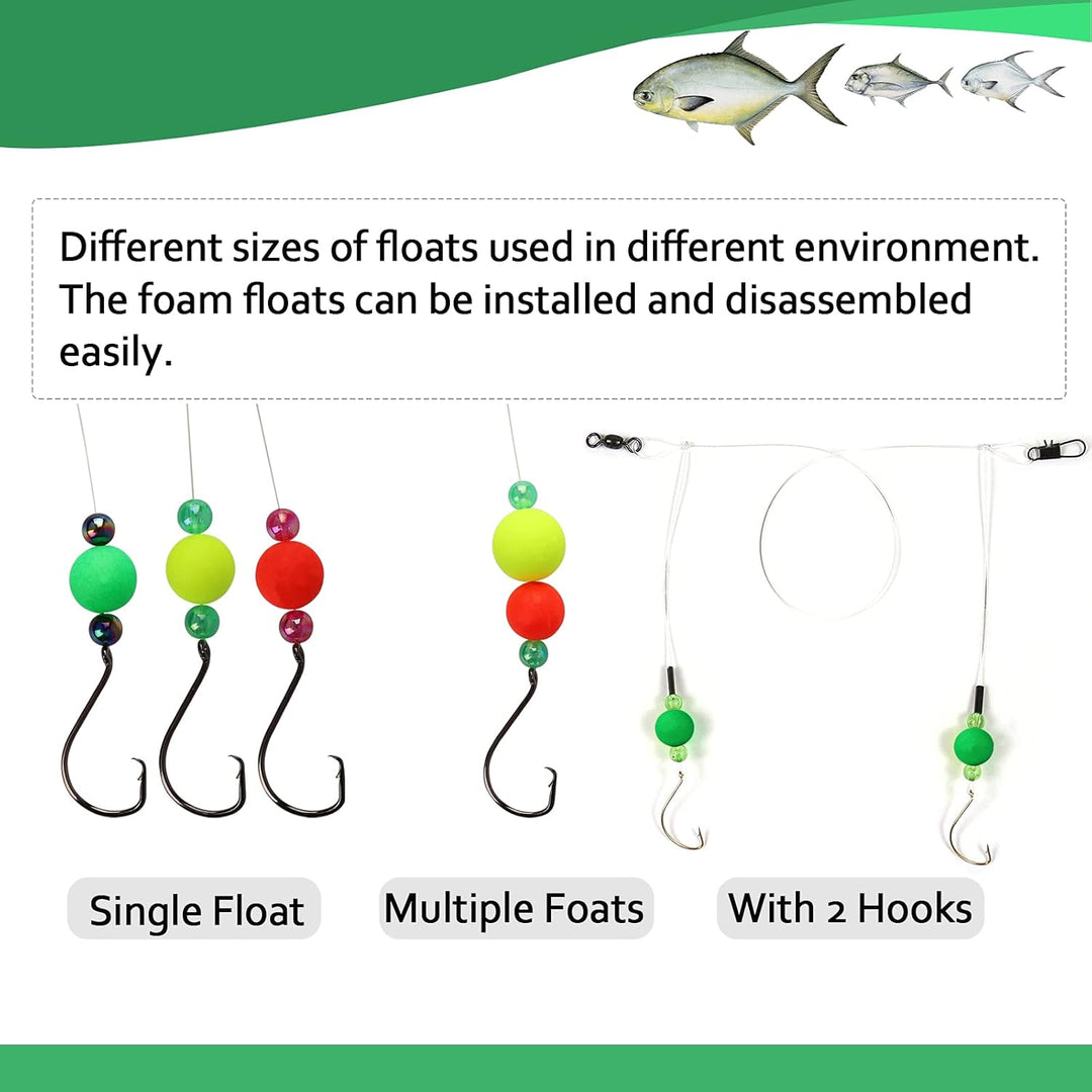 Dovesun 220/104/80/54pcs Schaumstoff Schwimmer Pompano Rigs Angeln Rig Schwimmer Fliegenfischen Schw