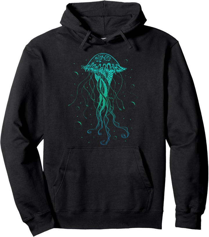 Qualle Meerestier Psychedelische Kunst Meeres Deko Geschenk Pullover Hoodie