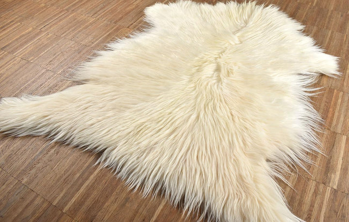 ZIEGENFELL Creme Weiss Champagner LANGHAAR CA. 70 x 50 cm DEKO Fell VON KUHFELLE ONLINE