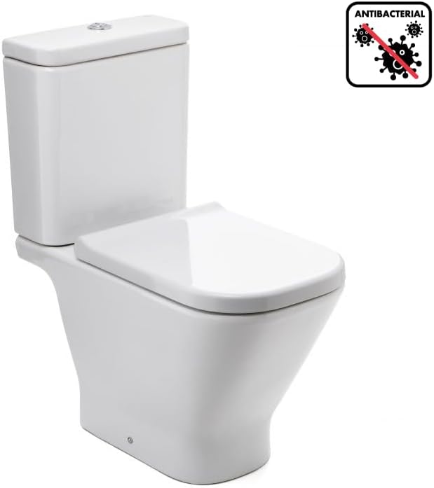 TATAY WC-Sitz mit Absenkautomatik, leicht quadratisch, aus antibakteriellem Polypropylen, Weiss glän