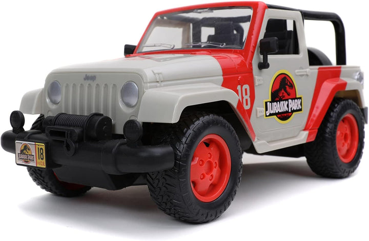 Jada Toys Jurassic Park RC Jeep Wrangler, ferngesteuertes Auto, Dinosaurier, Spielzeugauto mit Ferns