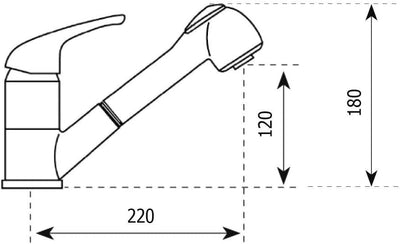 Paini AM10018 Einhebelmischer für Spülbecken, ausziehbar, mit Cumulator, chromfarben