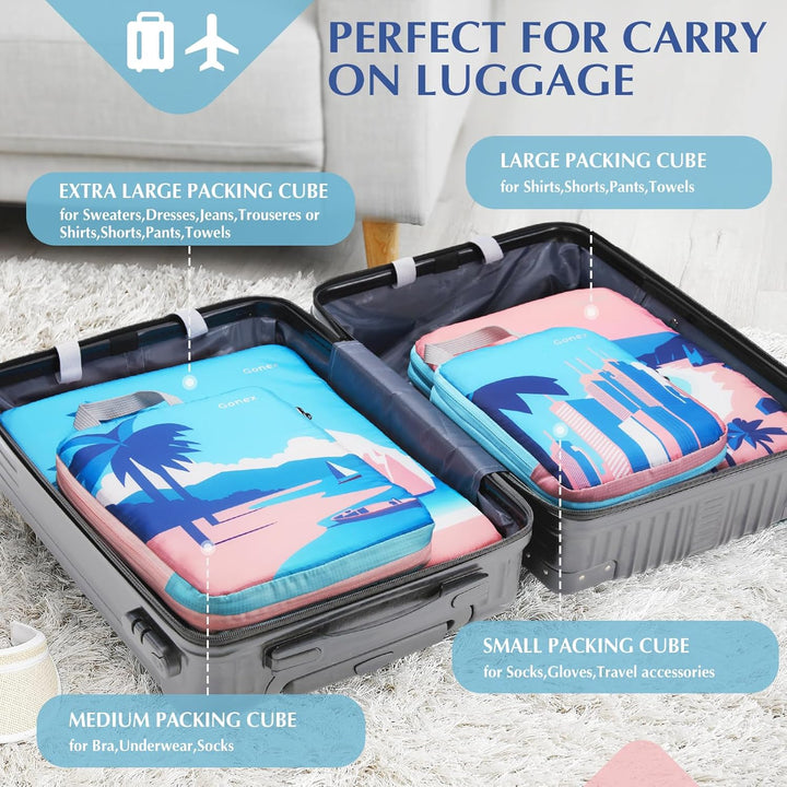 Gonex Compression Packing Cubes 4er Set, Gonex Kleidertaschen 4-teilig Verpackungswürfel, Kleidertas