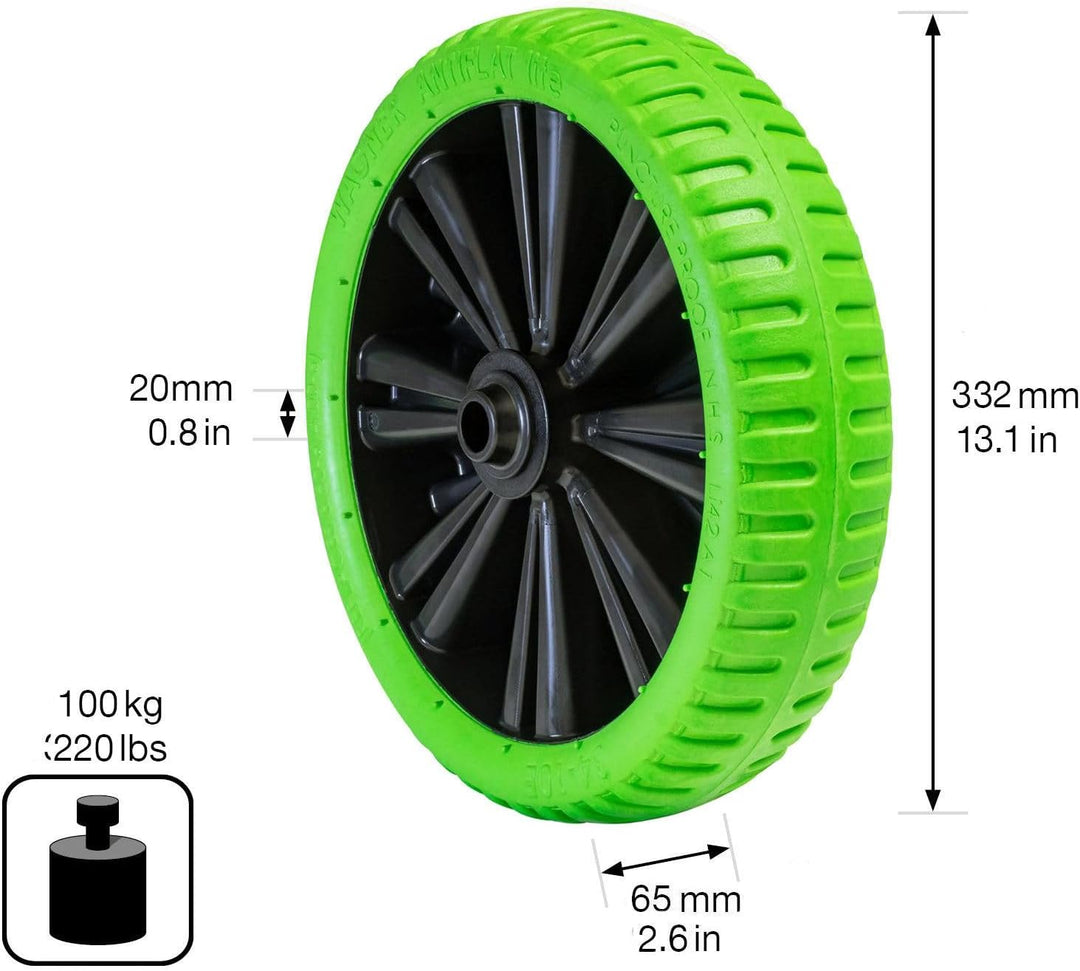 Wagner Schubkarrenrad - PANNENSICHER - PU geschäumtes Rad, Durchmesser Ø Rad 332 x 65 mm, Achsloch 2