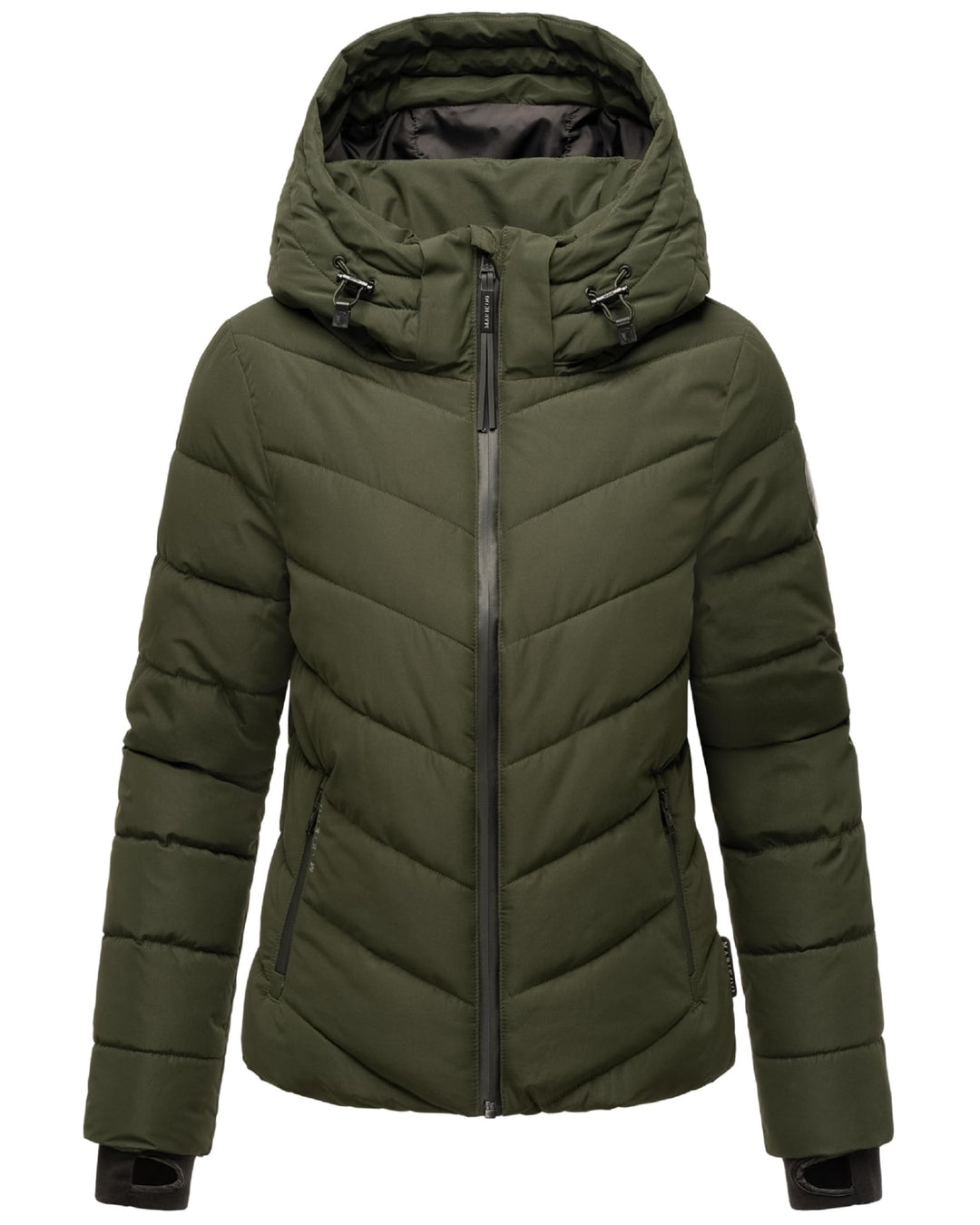 MARIKOO Damen Winterjacke warme Steppjacke mit abnehmbarer Kapuze Samuiaa XVI XS-3XL S Dark Olive, S