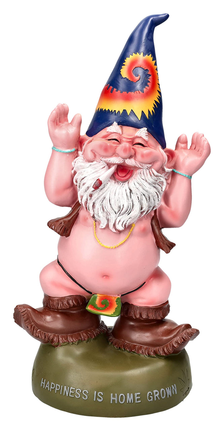 Pacific Giftware Gartenzwerg Figur Hippie Gnom Freudentanz 34,5 cm | Garten Zwerg Statue nackt Kiffe