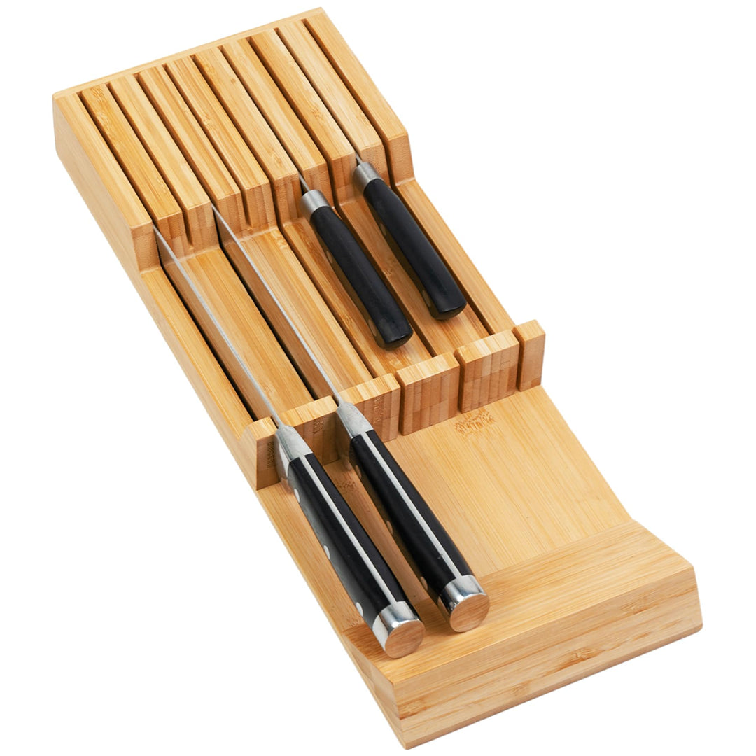 Utoplike Messer Schublade Organizer Bambus Messerblock für Küche, grosser Griff Steak Halter, Fit fü