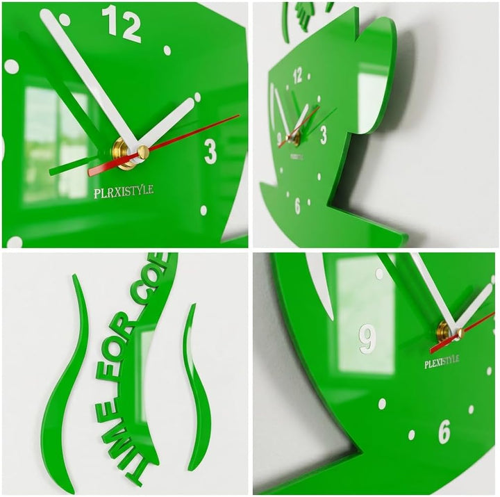 FLEXISTYLE Tasse Time for Coffee (Zeit für Kaffee) Moderne Küche Wanduhr grün, 3D römisch, wanduhr d