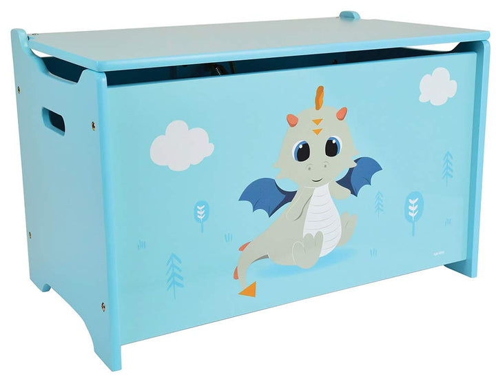 Fun House 713305 Leon Le Dragon Spielzeugkiste für Kinder, Höhe 40 x Länge 58 x Tiefe 36 cm, Holz, b