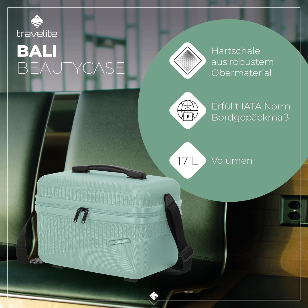travelite Beautycase Hartschale Handgepäck, Bali, Kosmetikkoffer mit Organizer -und Aufsteckfunktion