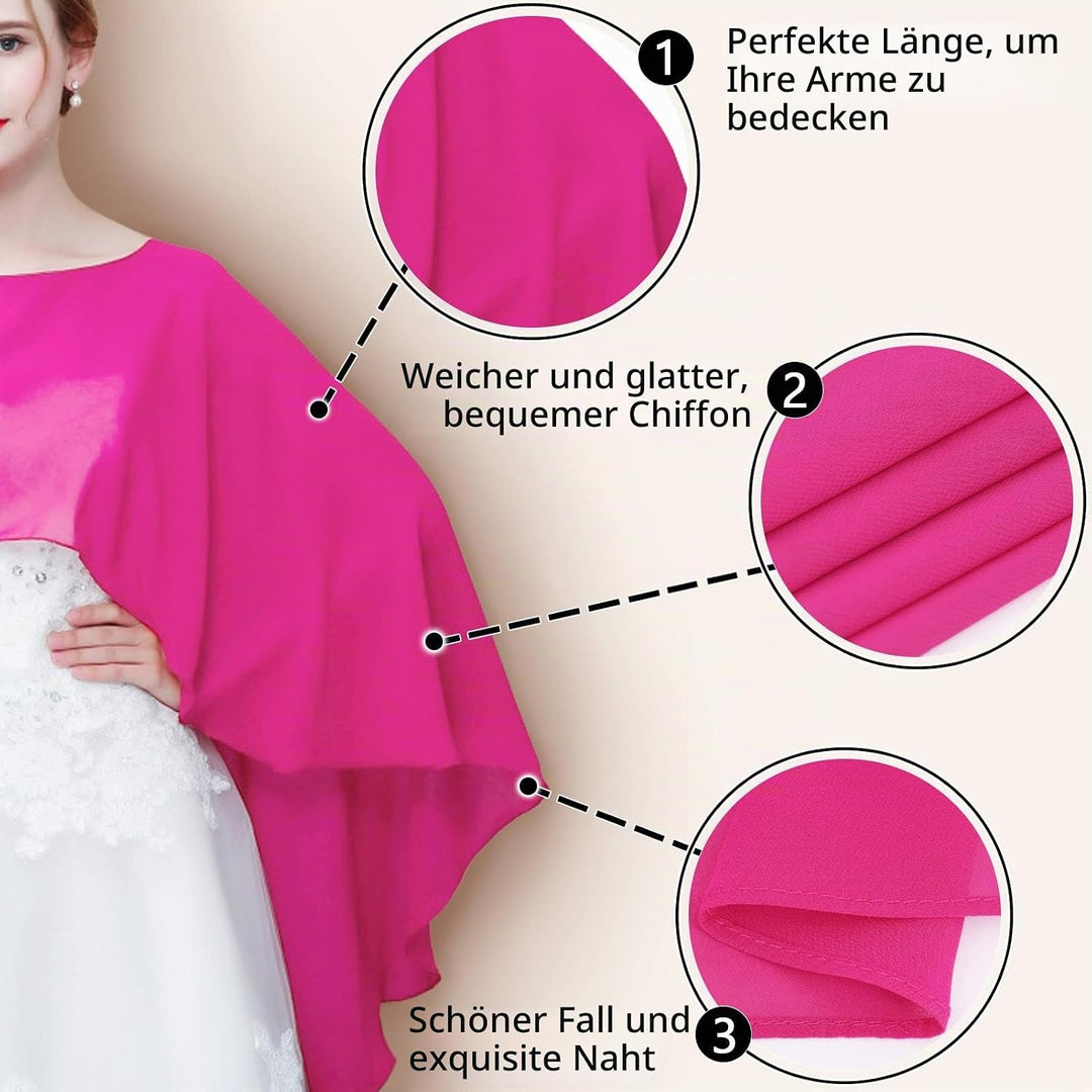Ladiery Sheer Chiffon Capes Weiche Capelets für Frauen, leichte Tücher und Wraps für Abendpartykleid
