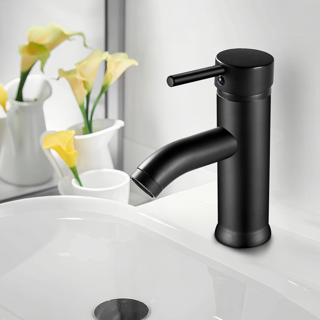 kisimixer Wasserhahn Bad Schwarz Waschtischmischer, Einhandmischer Waschbecken Armaturen mit Kalt/Wa