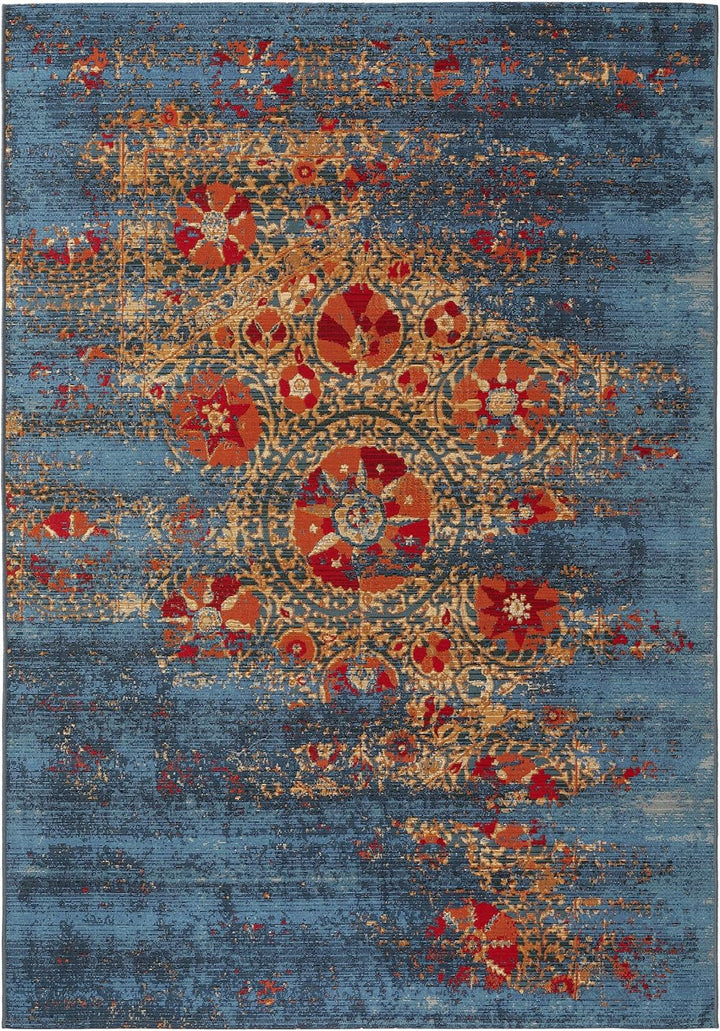 benuta PLUS In- & Outdoor-Teppich Artis Multicolor/Blau 80x165 cm - Outdoor-Teppich für Balkon & Gar