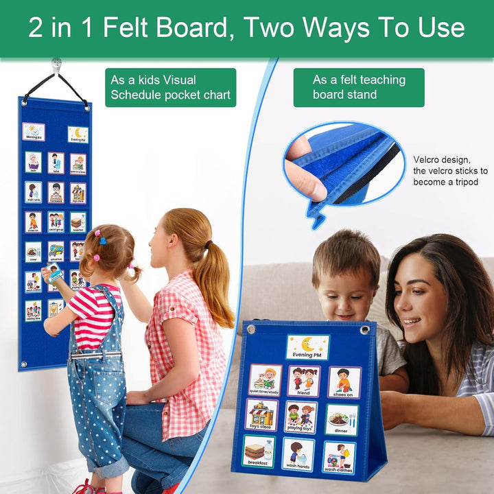 KIKIGOAL Kinder visuelle Planung Kalender Diagramm, 2 in 1 Autismus täglichen Routine Diagramm mit 7
