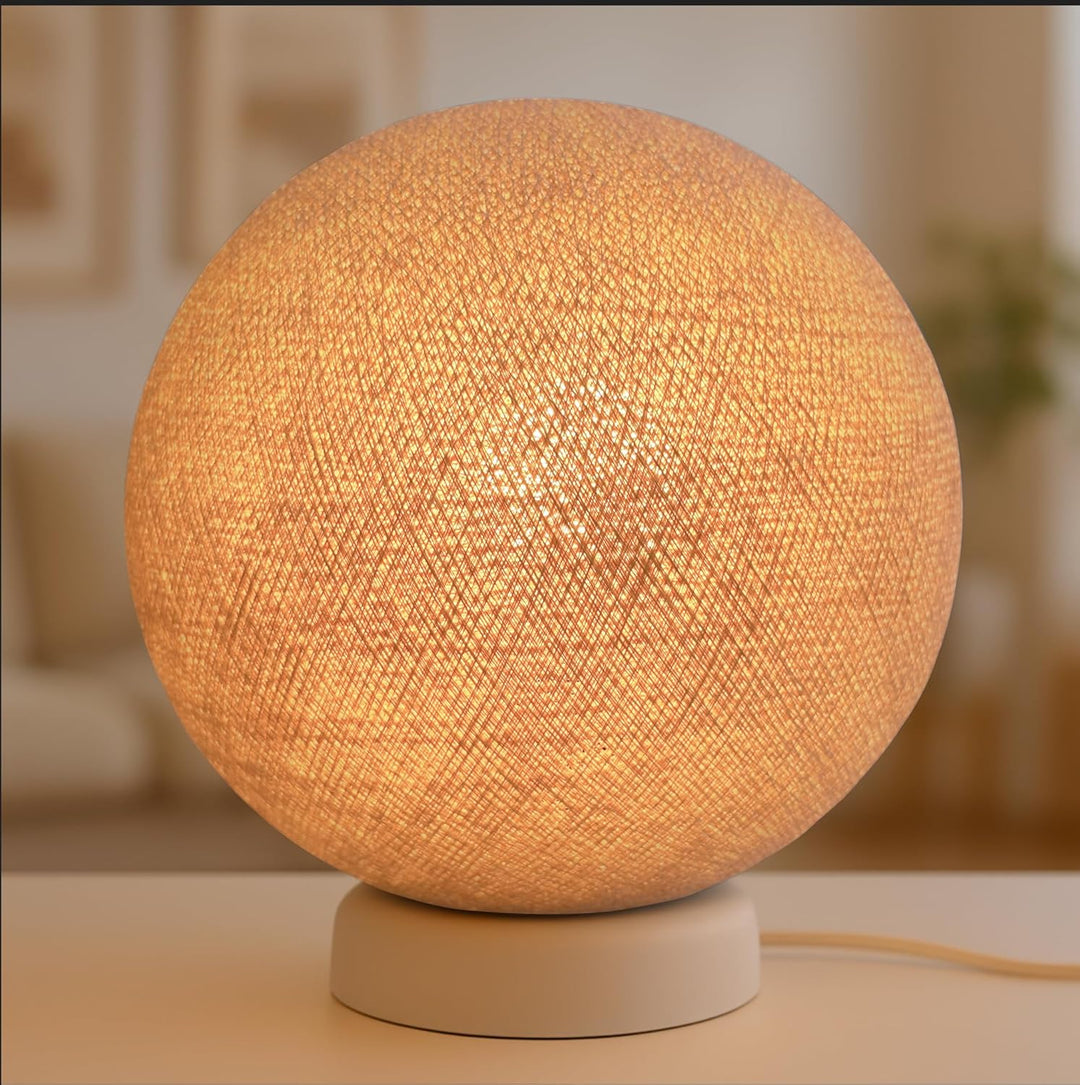 CREATIVECOTTON LED handgearbeitete Stehleuchte mit Lampenschirm aus Baumwolle (Beige, 25 cm) Beige 2