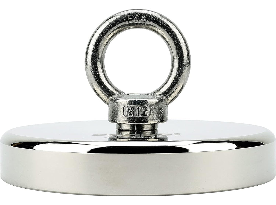 SENSEI Set 600 kg, N52 Neodym-Magnet mit Öse, Ø12 x H2 cm, Segelseil 25 m, Schutzhandschuhe + Zubehö