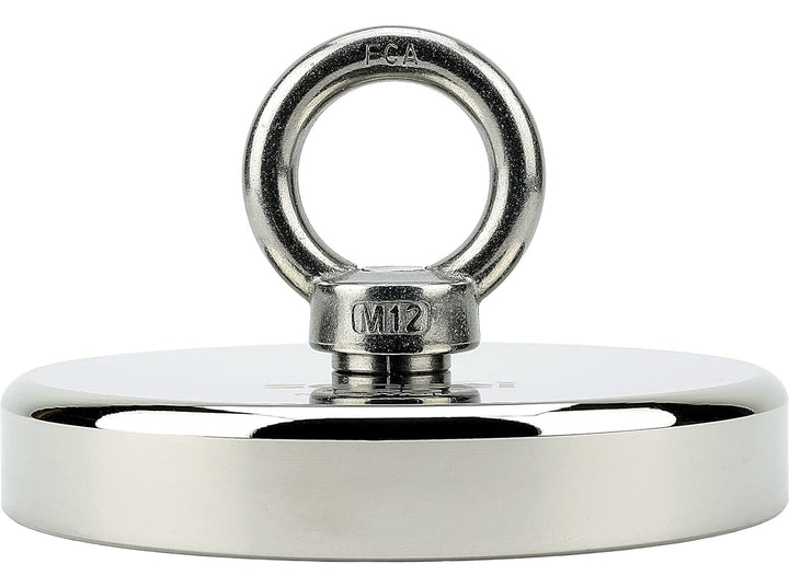 SENSEI Set 600 kg, N52 Neodym-Magnet mit Öse, Ø12 x H2 cm, Segelseil 25 m, Schutzhandschuhe + Zubehö