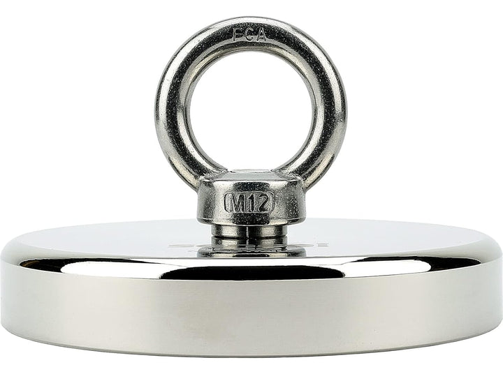 SENSEI Magnet 600 kg, Neodym-Magnet N52 mit Öse oben, Ø12 x H2 cm, sehr starker Neodym-Ösenmagnet fü