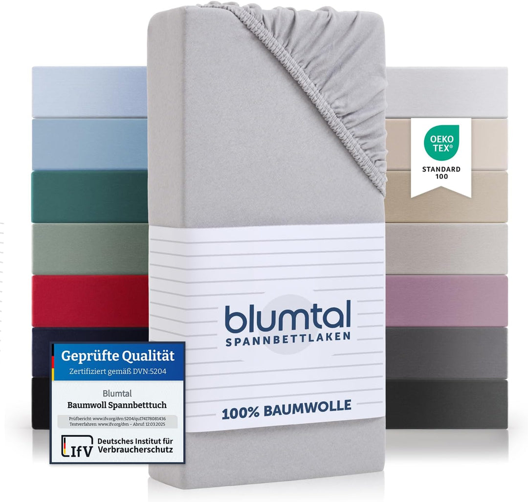 Blumtal® Spannbettlaken 160x200cm Basics Jersey im 2er Set - Bettbezug 160x200cm aus 100% Baumwolle