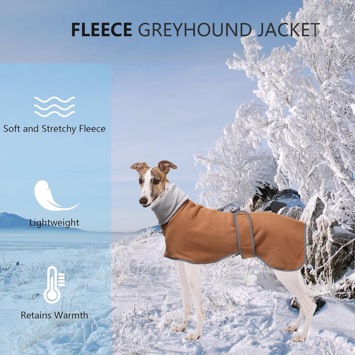 Geyecete Fleece Hundemantel Pullover für Windhunde,Whippet Winterjacken Rollkragen Warmes Verstellba