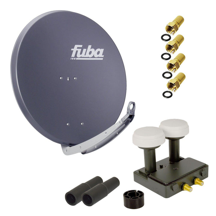 Premium X FUBA 4K 2 Teilnehmer Astra 19,2 Hotbird 13 Digital SAT Anlage DAA 850 A ALU Anthrazit Twin