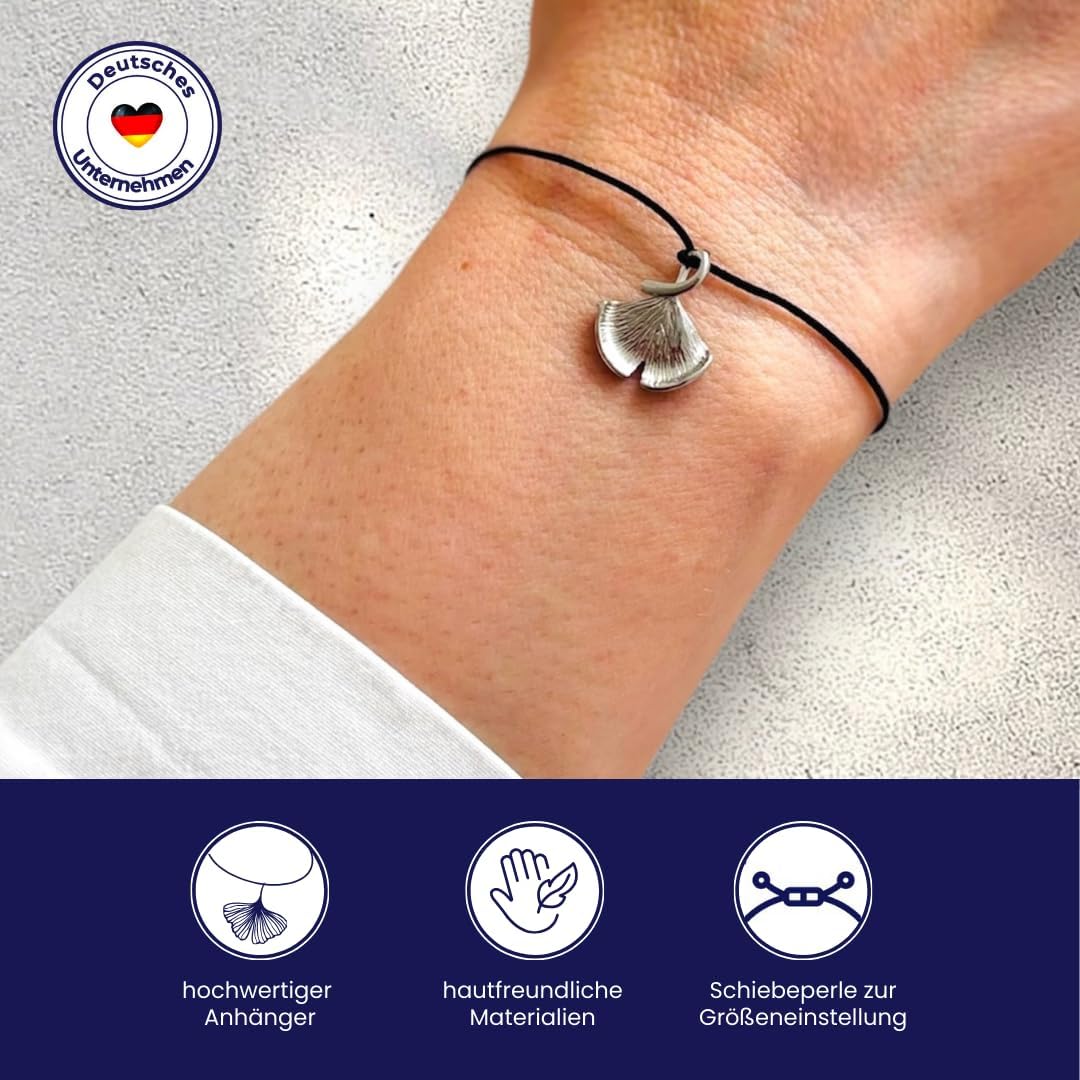 Glücksschmiedin – Grusskarte „Kraft“ mit Wunscharmband & Ginkgo-Anhänger – Mutmacher Geschenk mit Be