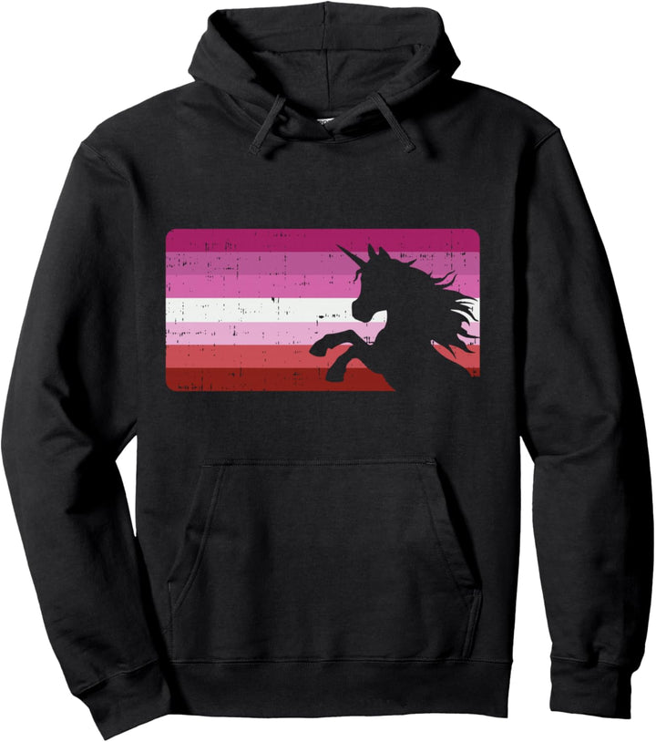 Lesbian Pride Flag Unicorn Cute Butch Gay LGBT Animal Gift Pullover Hoodie