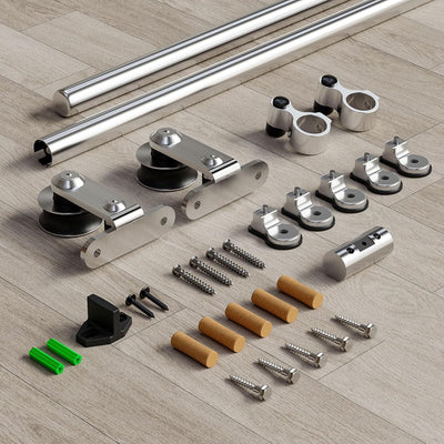 6.6FT/201cm Rostfreier Stahl Schiebetürsystem Laufschiene, Schiebetürbeschlag Set Schiebetür Laufsch