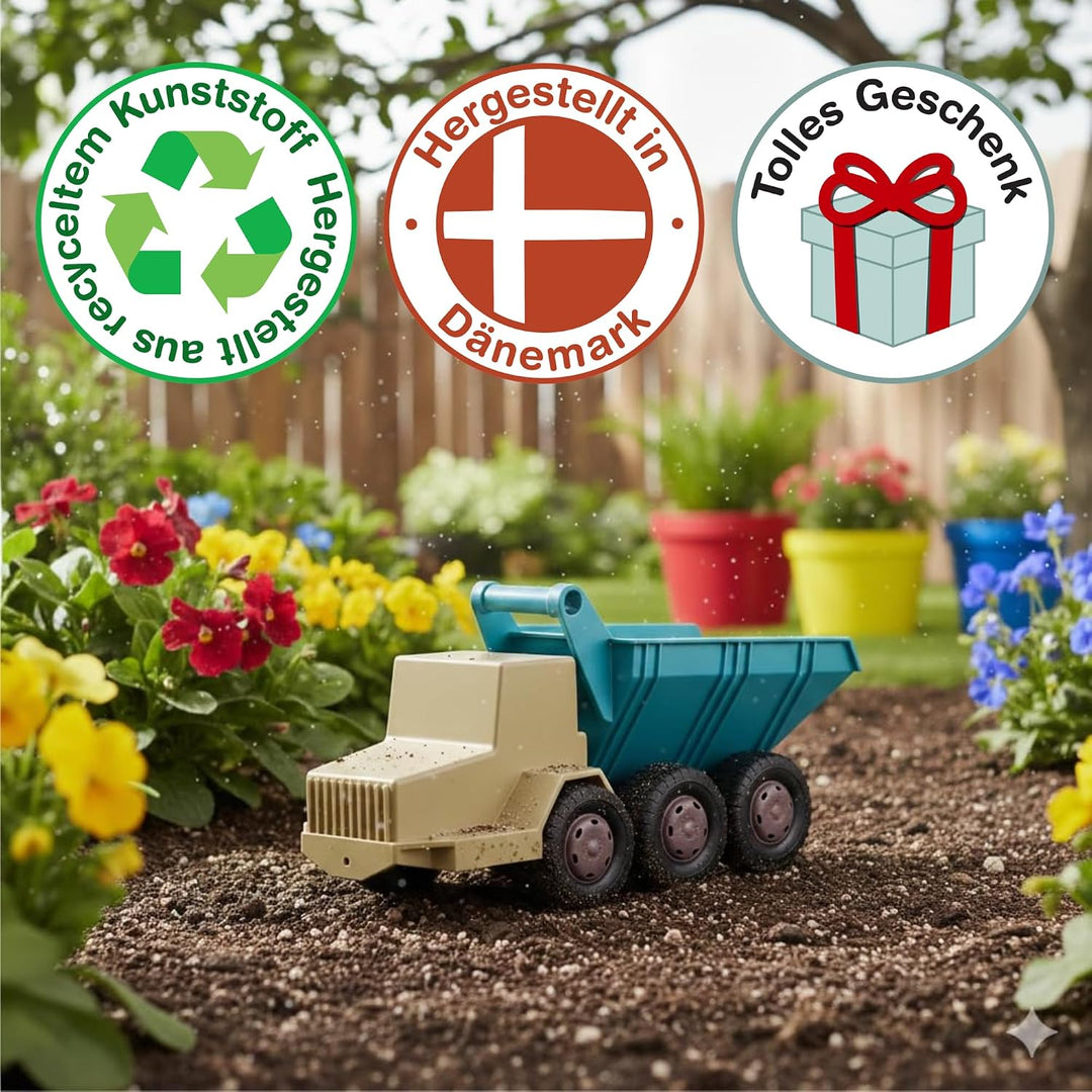 Dantoy Blue Marine Dumper – Muldenkipper aus 100% recyceltem Meeresplastik, Sandspielzeug ab 2 Jahre
