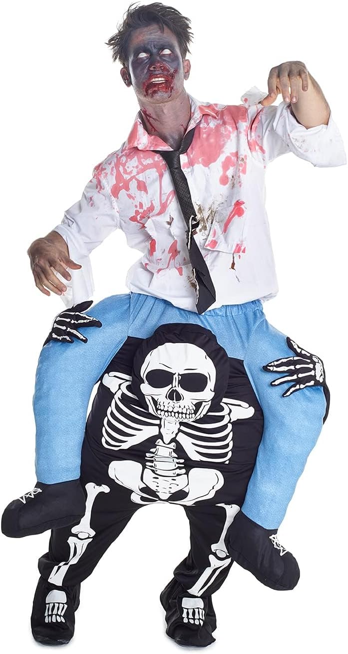 Morph Skelett Huckepack Kostüm für Erwachsene, Halloween Verkleidung Damen Herren, Skelett