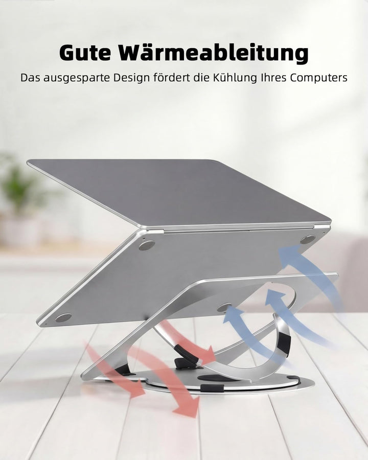 Laptop Ständer Höhenverstellbar mit 360° Drehbarer, Faltbarer Aluminium Notebook Ständer für Schreib