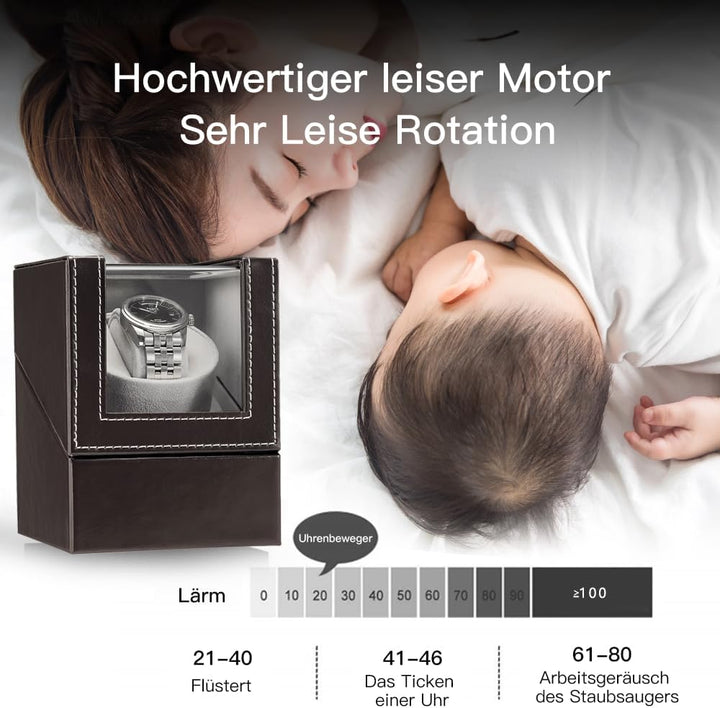 LINGFANSTORE Automatische Uhrenbeweger Box,luxuriöser Single Uhrenbeweger,Uhrengehäuse mit leisem Ma