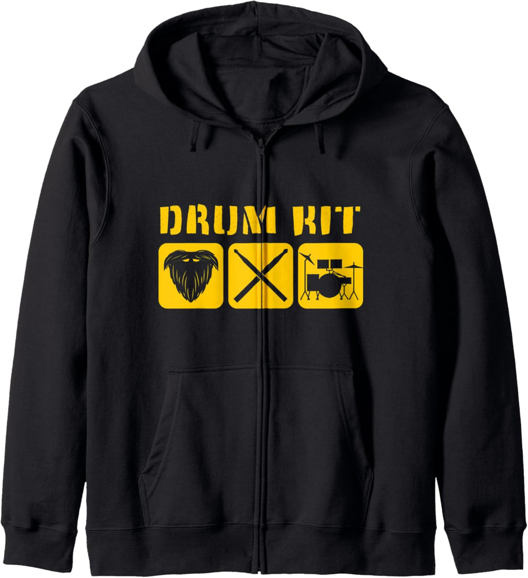 Schlagzeuger Kit Set Bart Drumsticks Schlagzeug Musiker Kapuzenjacke