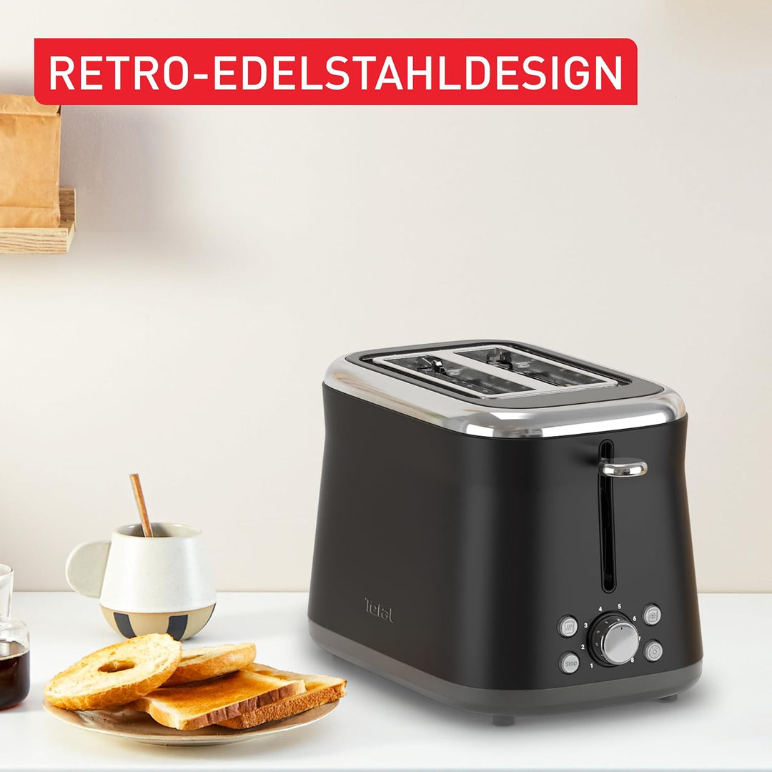 Tefal Collection Doppelschlitz-Toaster, extra hoher Hebel, 8 Bräunungsstufen, 4 Funktionen, breite S