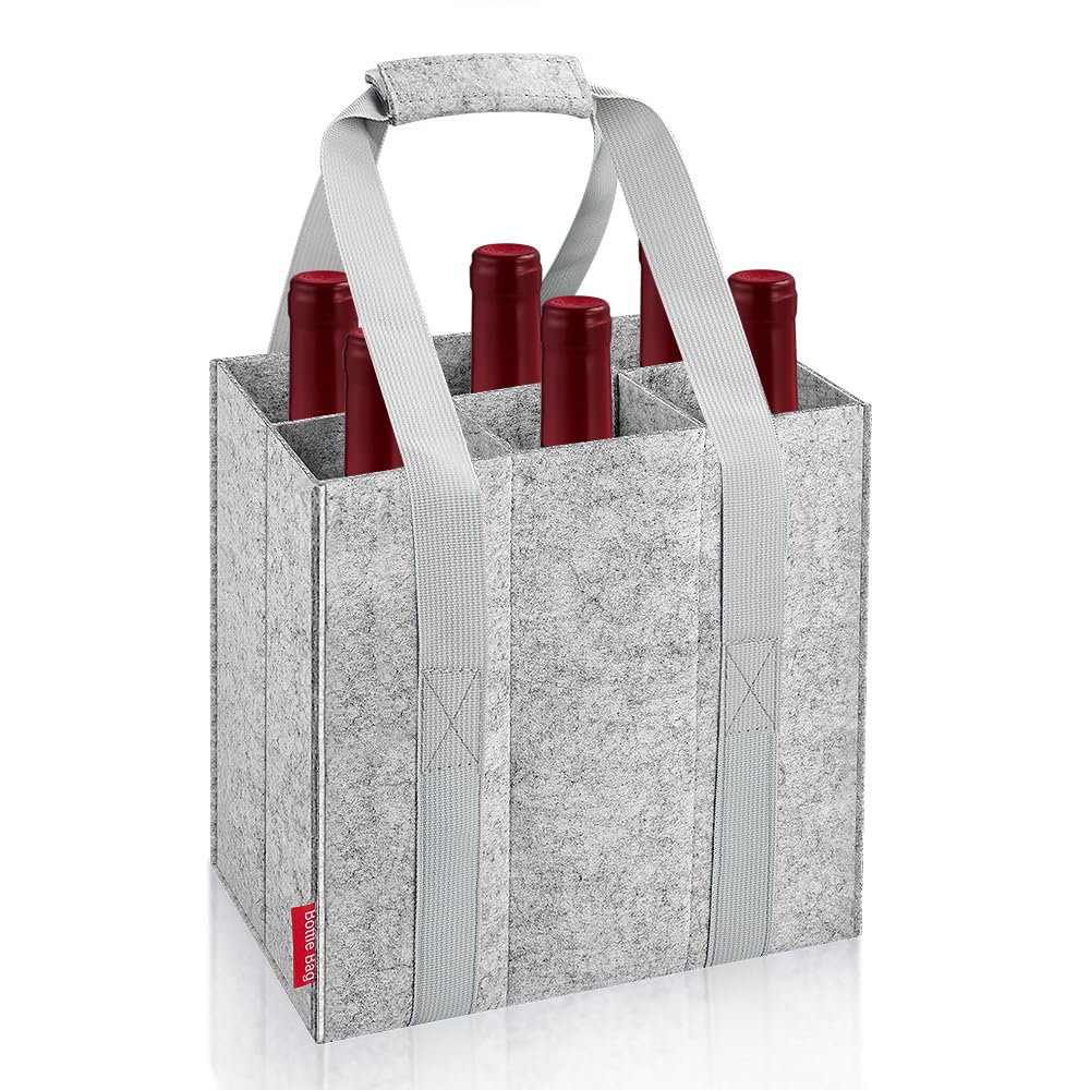 Eurhomewit Flaschentasche 6 Flaschen Flaschenträger, Filz Flaschen Tasche Wiederverwendbar Männerhan