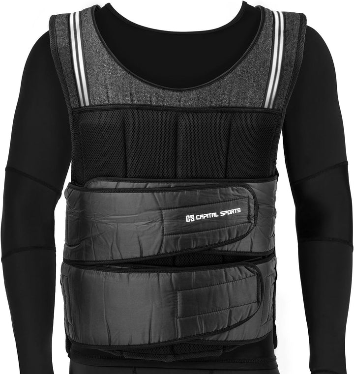 CAPITAL SPORTS Vestpro 10/20 - Gewichtsweste, Fitness-Weste, Weightvest, 10 oder 20 kg, 23 herausneh