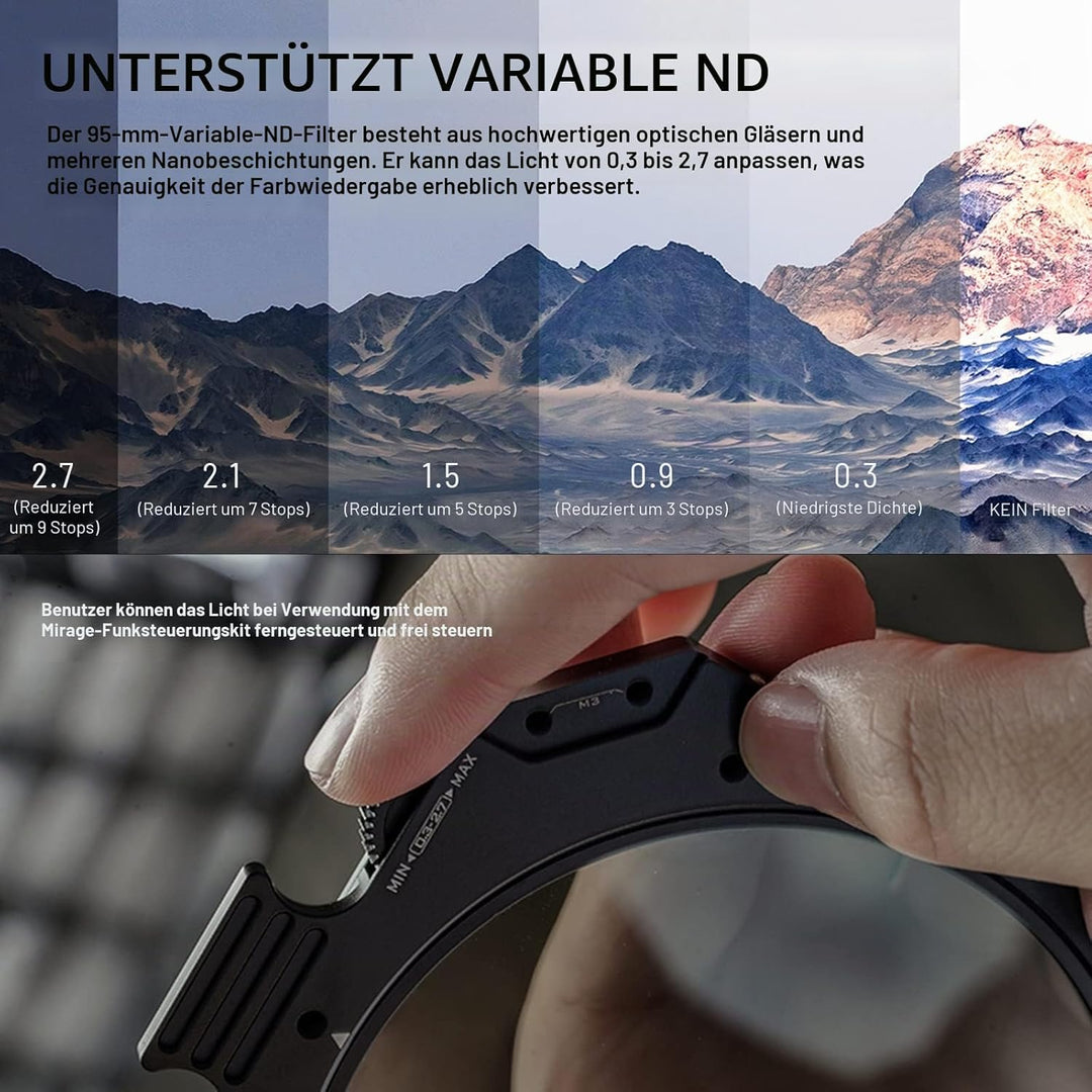 Tilta Mirage Matte Box Mirage VND Kit Mattbox mit Filterrahmen für DSLR/Spiegellose Kameras 95mm Var