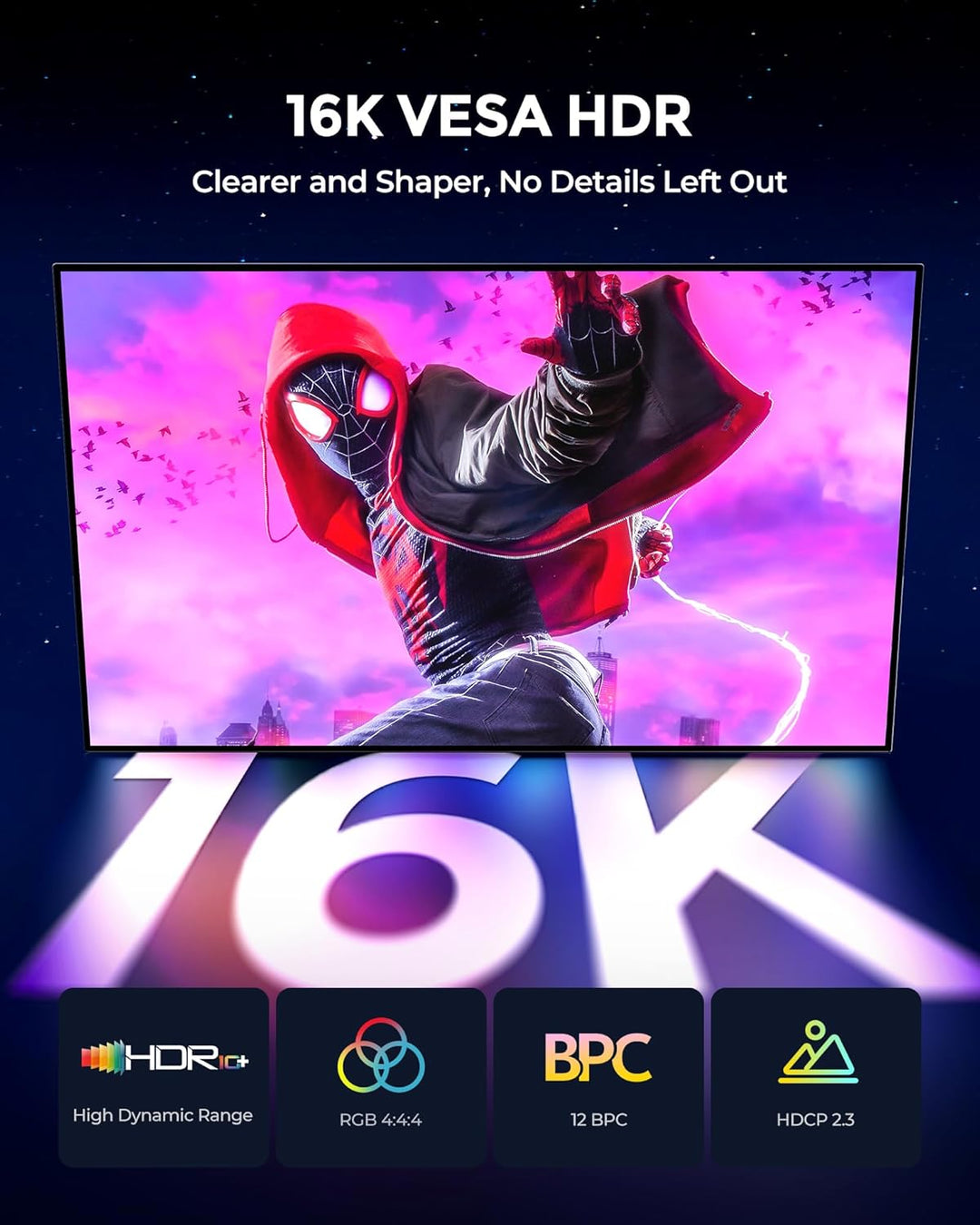 Silkland Displayport-Kabel 2.1 7.5M, Unterstützt 4K@144Hz/165Hz/240Hz, 8K@120Hz, 10K/16K@60Hz, 80Gbp