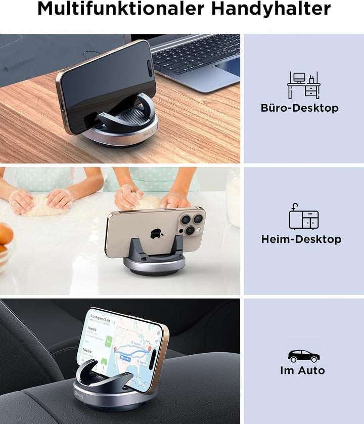 Beeasy Handyhalterung Auto Armaturenbrett, Silikon Handy Halterung Auto 360 Drehbar, Universal Kfz A
