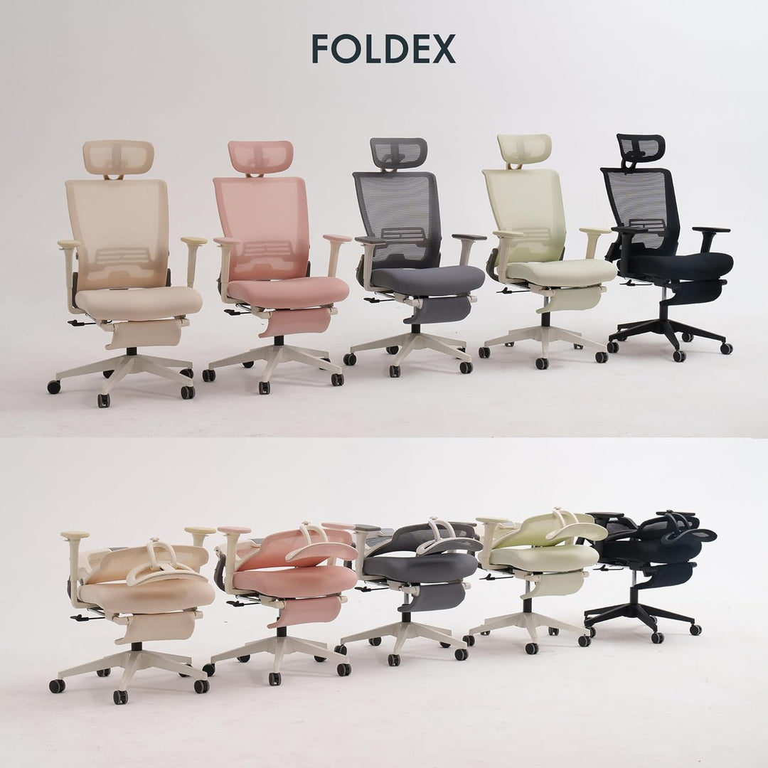 FLEXISPOT Ergonomischer Bürostuhl, Foldex, klappbarer Bürostuhl für Kleine Räume mit Lendenwirbelstü