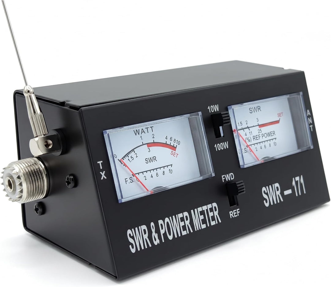 SWR-171 Analoges SWR- und Leistungsmessgerät - Kompakt-Stehwellenmessgerät & Wattmeter 1.5-150 MHz 1