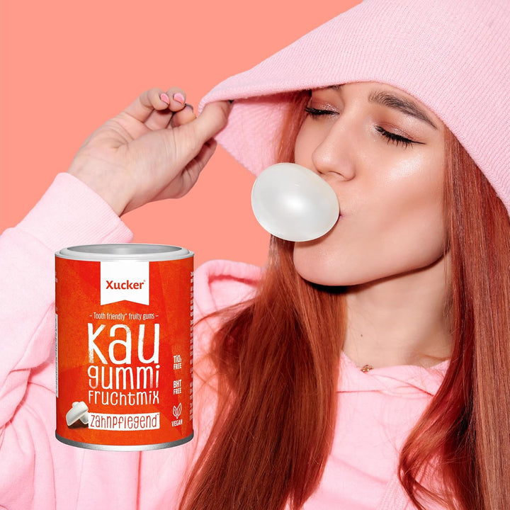 Xucker Zuckerfreie Zahnpflege Kaugummis Fruchtmix - Xylit Kaugummi zuckerfrei mit Frucht-Geschmack I