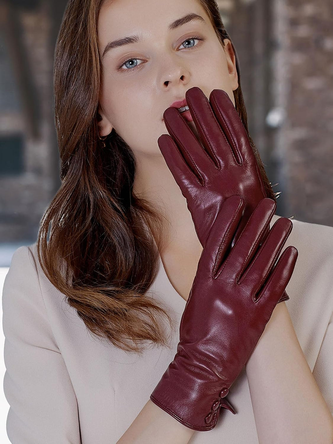 GSG SINCE 1998 Lederhandschuhe Damen Gefüttert aus Chromfreiem Echtleder – Wollfutter/Fleecefutter S