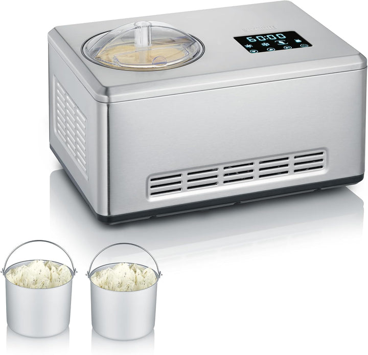SEVERIN 2-in-1 Eismaschine mit Joghurtfunktion, Kompressor Ice Cream Maker für Eis, Sorbet und Froze