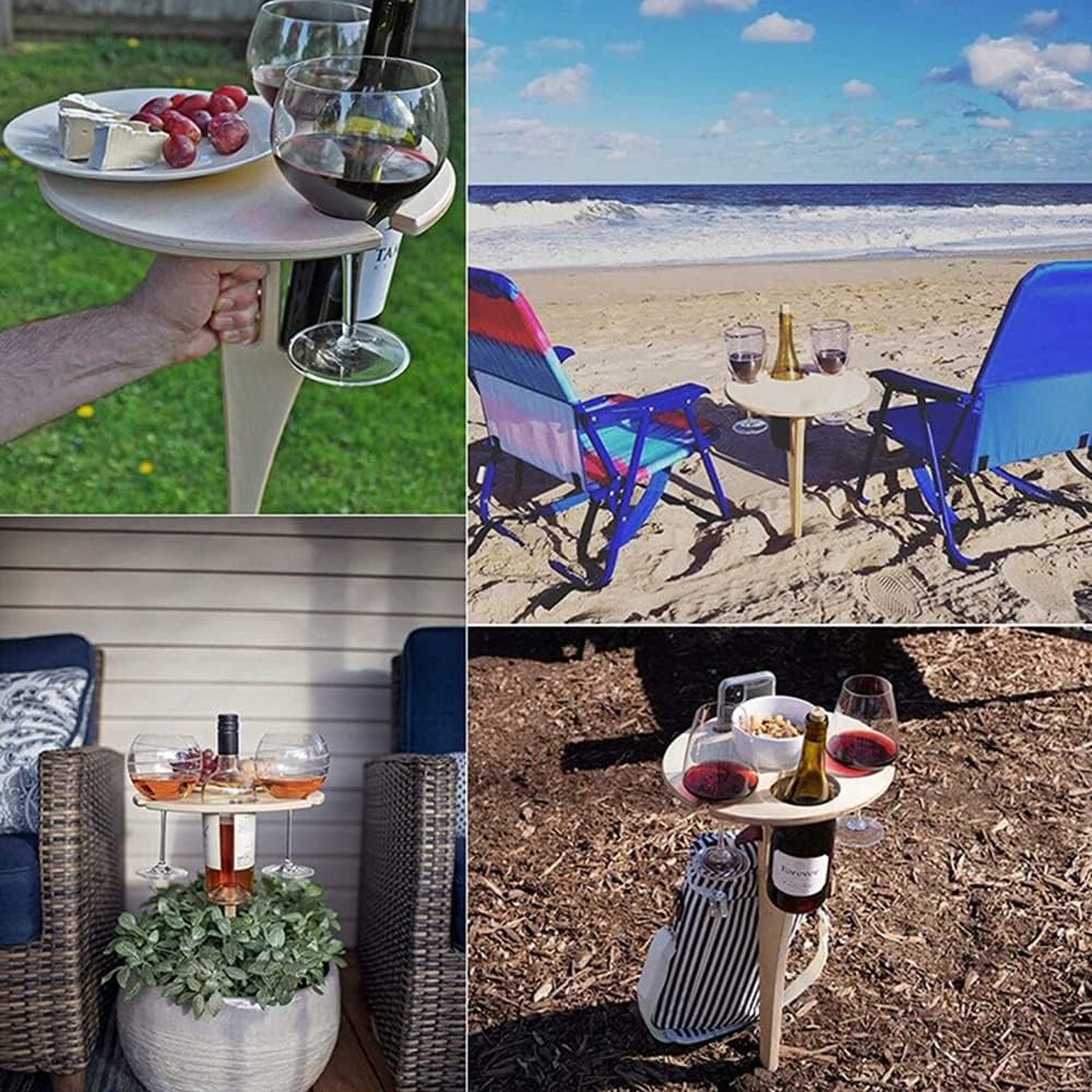 Tragbarer Outdoor-Klapp-Weintisch-Weinglashalter für Strand-Hinterhof-Picknick-Party