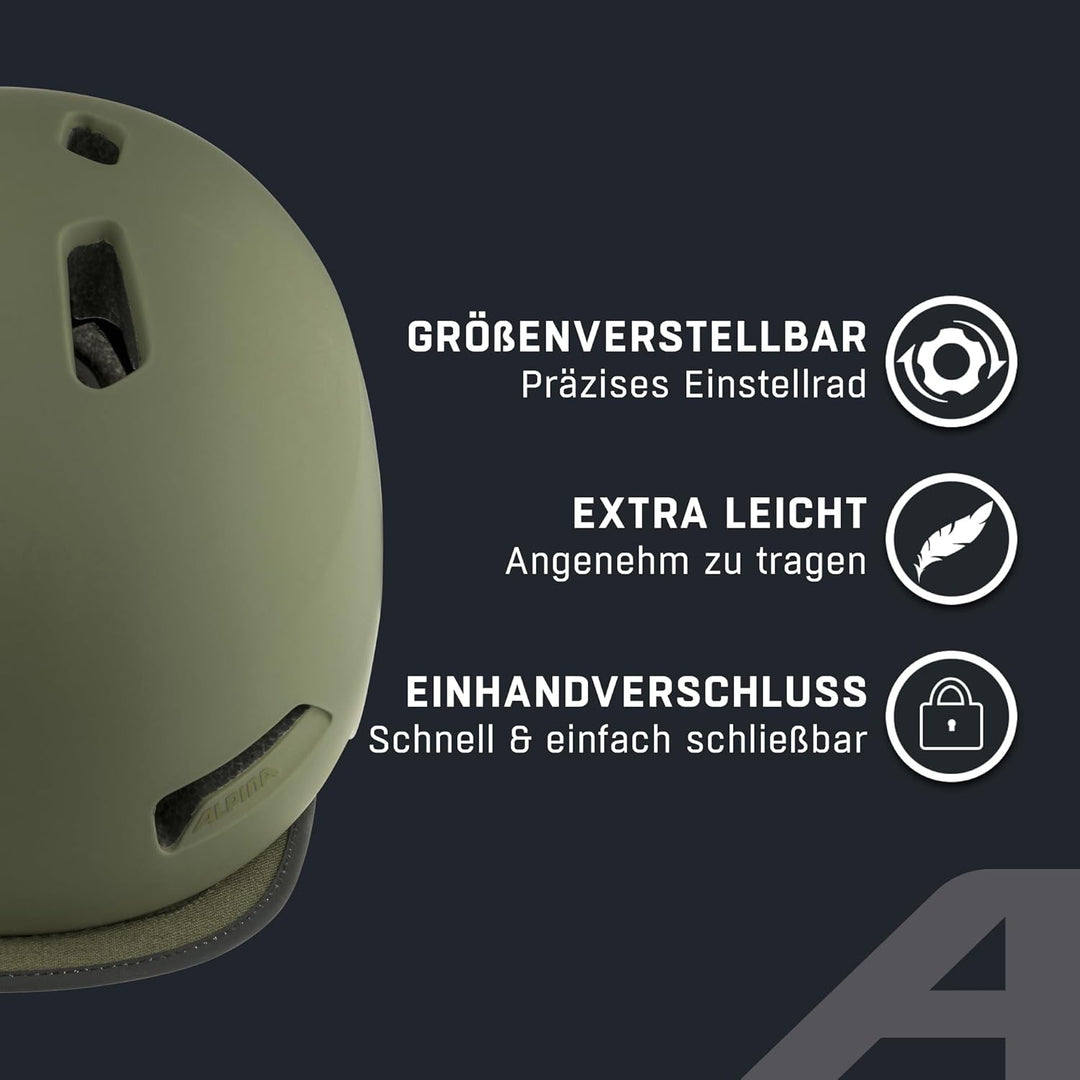 ALPINA BROOKLYN - Beleuchteter, Robuster und Komfortabler Urban Fahrradhelm Mit LED-Licht Für Erwach