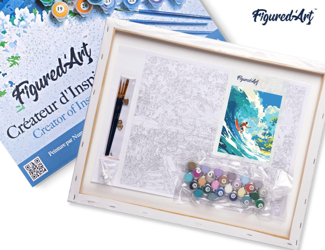 Figured'Art Malen Nach Zahlen Erwachsene Mit Rahmen Surfen in Hawaii - Paint by Numbers Basteln DIY