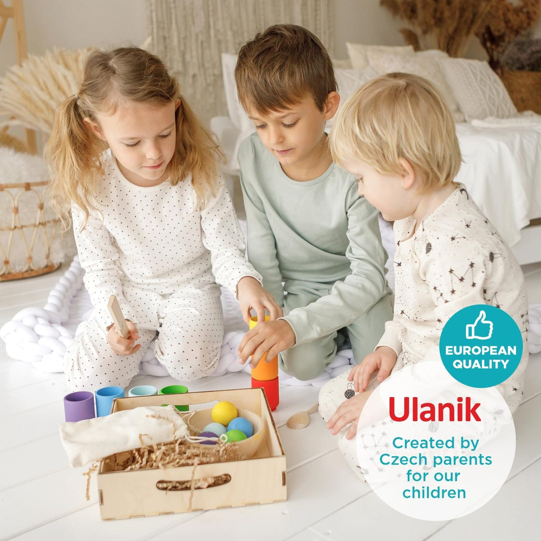 Ulanik Bälle in Tassen Kleinkinder Montessori Spielzeug ab 1 Jahr + Baby Sensorik Bälle Holzspiele z