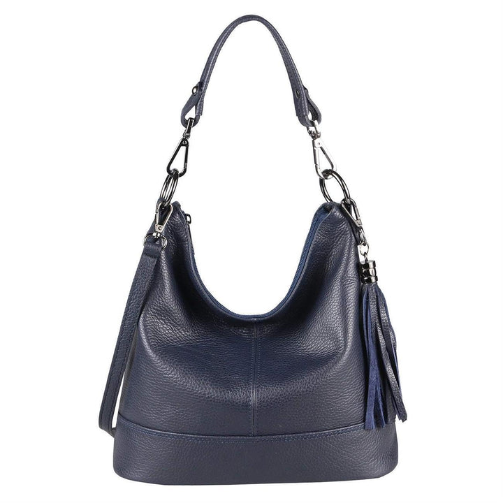 ITALYSHOP24 OBC Made in Italy Damen Leder Tasche Umhängetasche Shopper Schultertasche Handtasche Cro