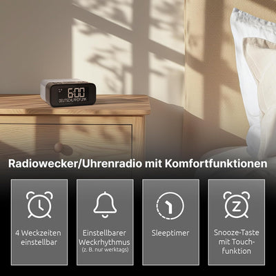 TechniSat DIGITRADIO 52 BT– DAB Radiowecker (Uhrenradio, Wecker, DAB+, UKW, Snooze-Funktion, Sleepti